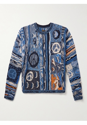 KAPITAL - Boro Gaudy Cotton-Blend Jacquard Sweater - Men - Blue - 1