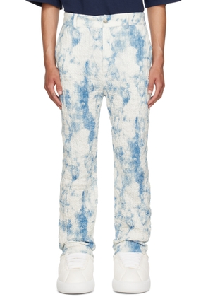 Feng Chen Wang White & Blue Printed Trousers