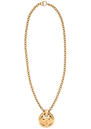 chanel Chanel 1994 Large Quilted CC Pendant Necklace in Gold - Metallic Gold. Size all.