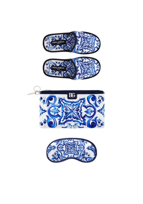 Dolce & Gabbana Casa Majolica Slippers And Sleep Mask Travel Set