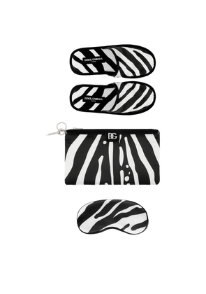 Dolce & Gabbana Casa Zebra Slippers And Sleep Mask Travel Set