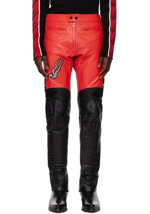 LU'U DAN Black & Red Biker Leather Pants