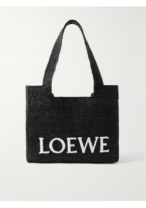 LOEWE - Medium Logo-Embroidered Raffia Tote Bag - Men - Black