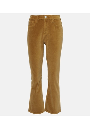 Frame High-rise velvet-trimmed bootcut jeans