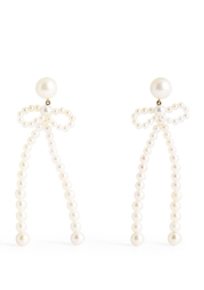 Sophie Bille Brahe Yellow Gold And Freshwater Pearl Bow Rosette Earrings