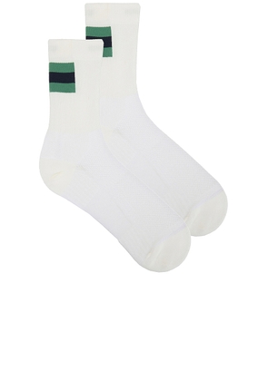 On Tennis Sock in White & Green - White. Size XL/1X (also in ).