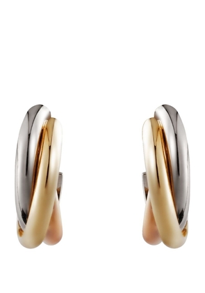 Cartier White, Yellow And Rose Gold Trinity Hoop Earrings