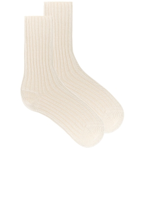 The Row Calf Cashmere Sock in Ivory - Ivory. Size XS (also in M).