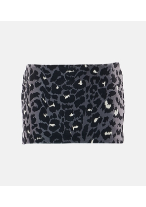 Alex Perry Leopard-print velvet miniskirt