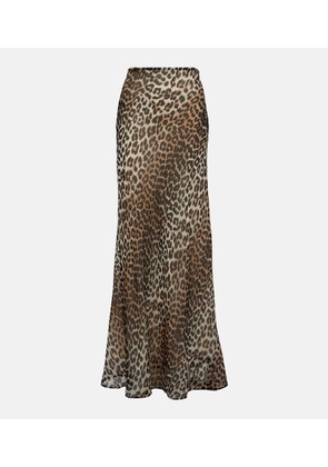 Ganni Leopard-print chiffon maxi skirt