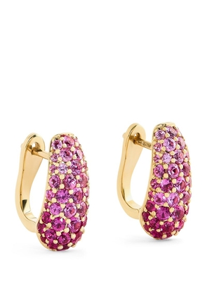 Emily P. Wheeler Yellow Gold And Pink Sapphire Holly Huggie Earrings