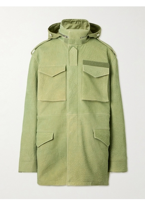 Givenchy - Oversized Textured-Leather Hooded Parka - Men - Green - IT 50