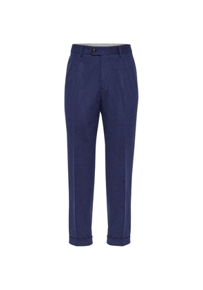 Brunello Cucinelli Wool-Cashmere Leisure-Fit Trousers