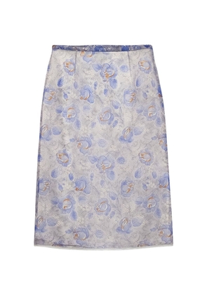 Prada Nylonette Floral Print Midi Skirt