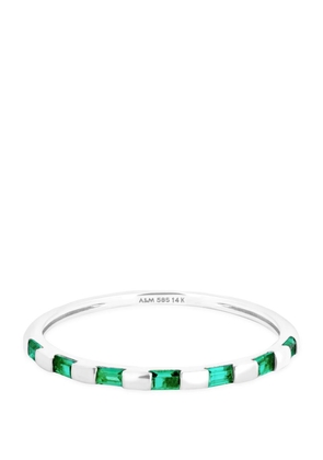 Astrid & Miyu White Gold And Emerald Baguette Ring