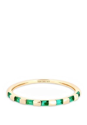 Astrid & Miyu Yellow Gold And Emerald Baguette Ring