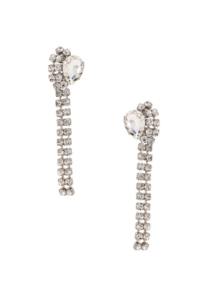 Alessandra Rich Crystal Earrings With Fringes in Crystal & Silver - Metallic Silver. Size all.