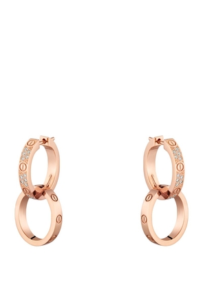 Cartier Rose Gold And Diamond Love Double Hoop Earrings