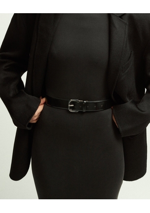 Jeanne Semi-Gloss Leather Belt - Black/Silver