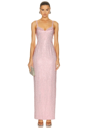 AREA Crystal Embellished Gown in Candy Rose - Rose. Size S (also in XS).