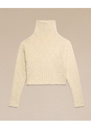 Brushed Wool Funnel Neck Sweater - Ivory