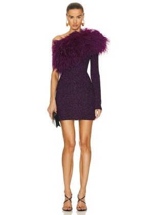 Lapointe Textured Metallic Jersey One Shoulder Ostrich Dress in Amethyst - Purple. Size 2 (also in 4, 6).