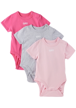 Off-White Three-Pack Baby Multicolor Bodysuits