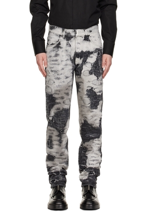 Givenchy Black & White Painted Destroyed Jeans