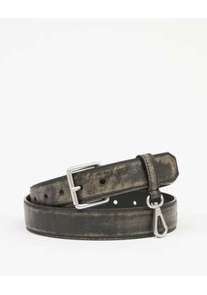 Distressed Leather Belt - Black