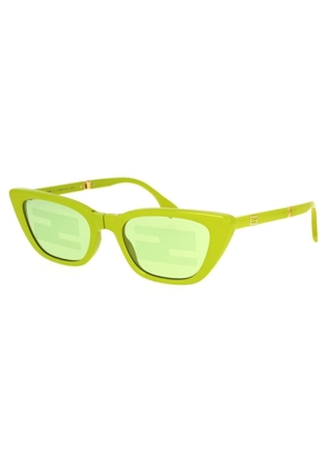 Fendi Yellow Logo Cat Eye Ladies Sunglasses FE40089I 39L 53