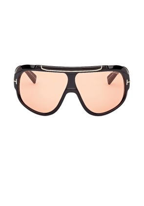 TOM FORD Rellen Sunglasses in Shiny Black & Terracotta - Black. Size all.
