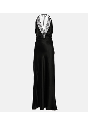 SIR Aries lace-trimmed silk gown