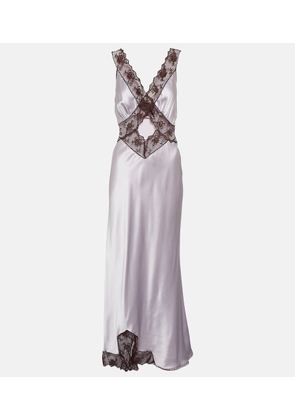 SIR Aries lace-trimmed cutout silk gown