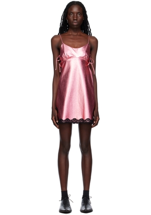 Anna Sui Pink Metallic Faux-Leather Minidress