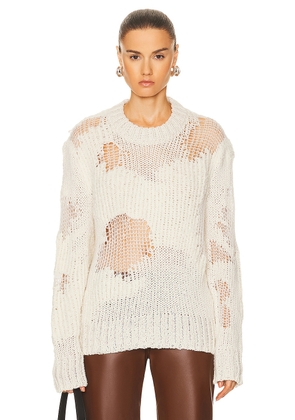 Chloe Distressed Sweater in Iconic Milk - Ivory. Size L (also in M, S, XS).