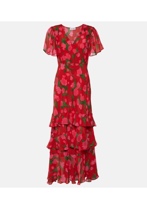 Rixo Gilly floral tiered silk maxi dress