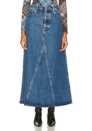 Ganni Denim Maxi Skirt in Mid Blue Stone - Blue. Size 32 (also in 34).