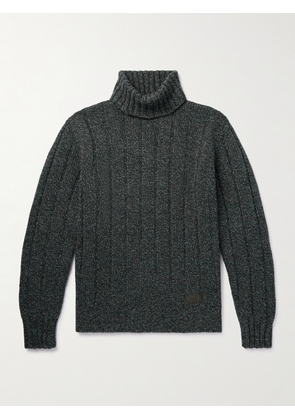 Tod's - Logo-Appliquéd Ribbed Wool-Blend Rollneck Sweater - Men - Gray - XS