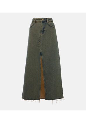Ganni High-rise denim maxi skirt