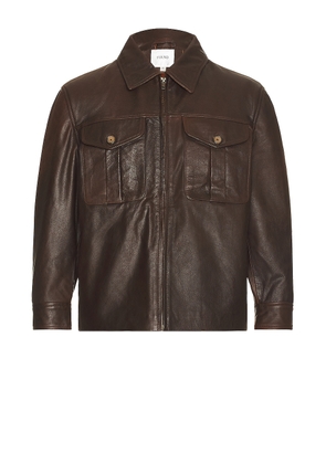 Found Leather Over Shirt in Brown - Brown. Size S (also in XL/1X).