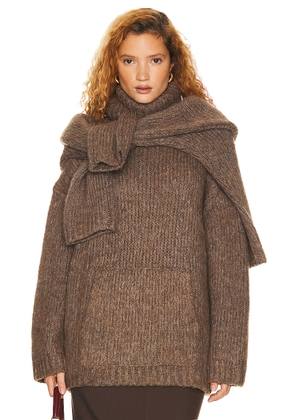Helsa Janin Sweater in Walnut - Brown. Size L (also in M, S, XL, XS, XXS).