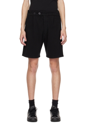 Les Tien Black Button-Fly Shorts
