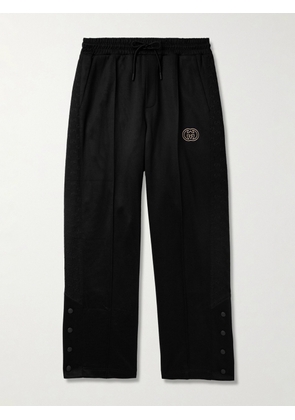 Gucci - Wide-Leg Logo-Embroidered Monogrammed Tech-Jersey Sweatpants - Men - Black - S