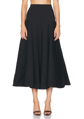 Brandon Maxwell The Ember Skirt W/ Drop Waist Yoke & Full Skirt in Black - Black. Size 0 (also in ).