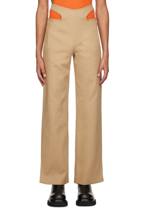 Dion Lee Khaki Y-Front Buckle Trousers