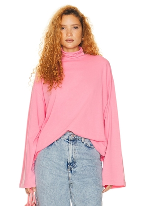 Helsa Jersey Oversized Turtleneck in Very Pink - Pink. Size M/L (also in XS/S).