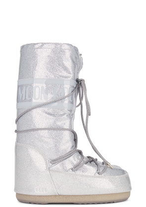 MOON BOOT Icon Glitter Boot in Silver - Metallic Silver. Size 35/38 (also in ).