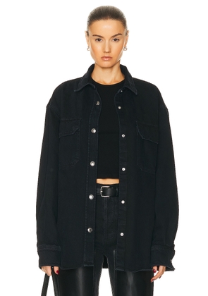 AGOLDE Camryn Upsized Denim Shirt in Crushed - Black. Size L (also in M, S, XL, XS).
