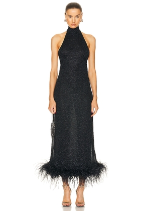 Oseree Lumière Plumage Turtleneck Dress in Black - Black. Size L (also in M, S).