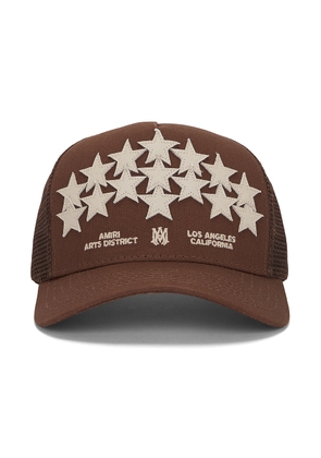 Amiri Leather Star Trucker in Brown - Brown. Size all.